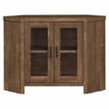 Gfancy Fixtures Reclaimed Wood Natural Finish Corner TV Stand with Glass Doors Brown GF3084879